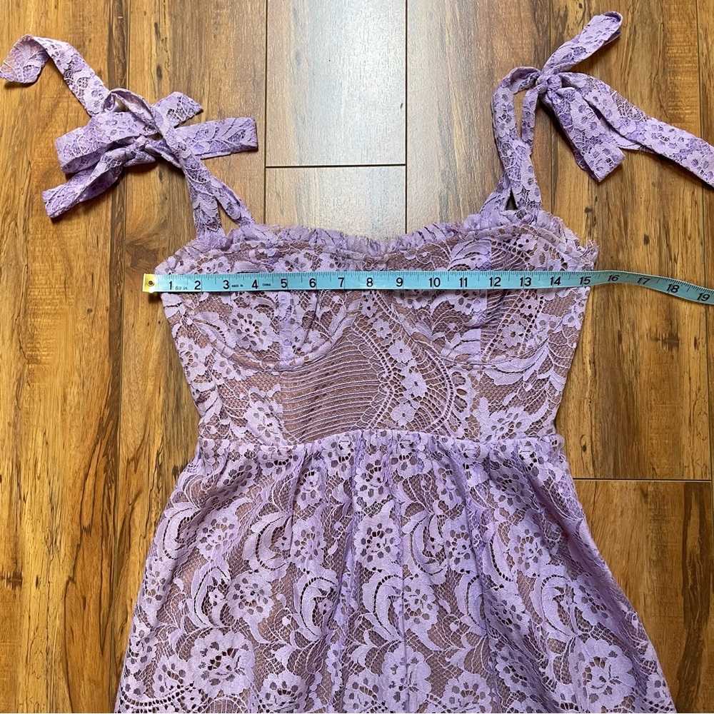 For Love & Lemons Valentina Lace Corset Mini Dress in Lavender Size S - Picture 12 of 16